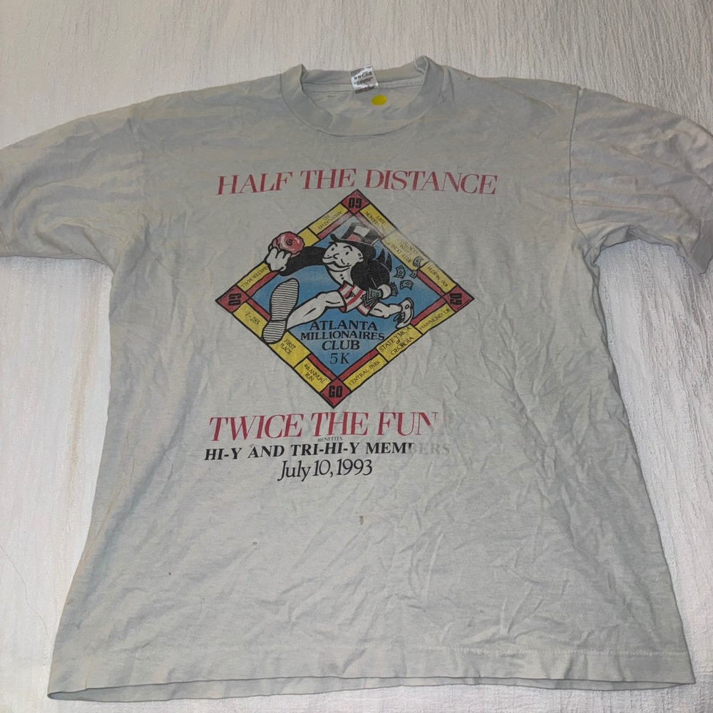 Vintage 1993 Atlanta Millionaires Club 5K‎ Run T Shirt Mens Large Fruit of the